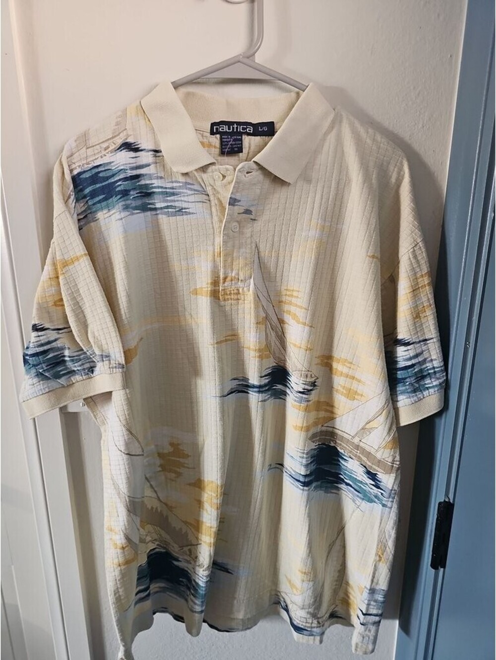 Nautica Men's Large Polo Shirt with Abstract Nautical Print